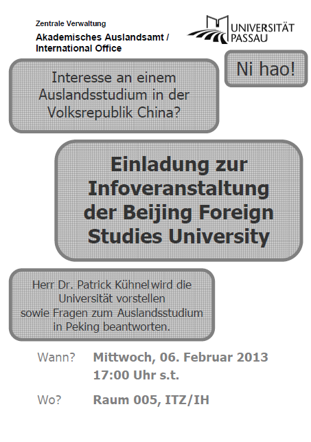 Infoveranstaltung der Beijing Foreign Studies University